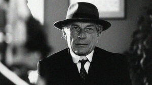 John Berger Portrait black and white in “Play Me Something” directed by Timothy Neat
