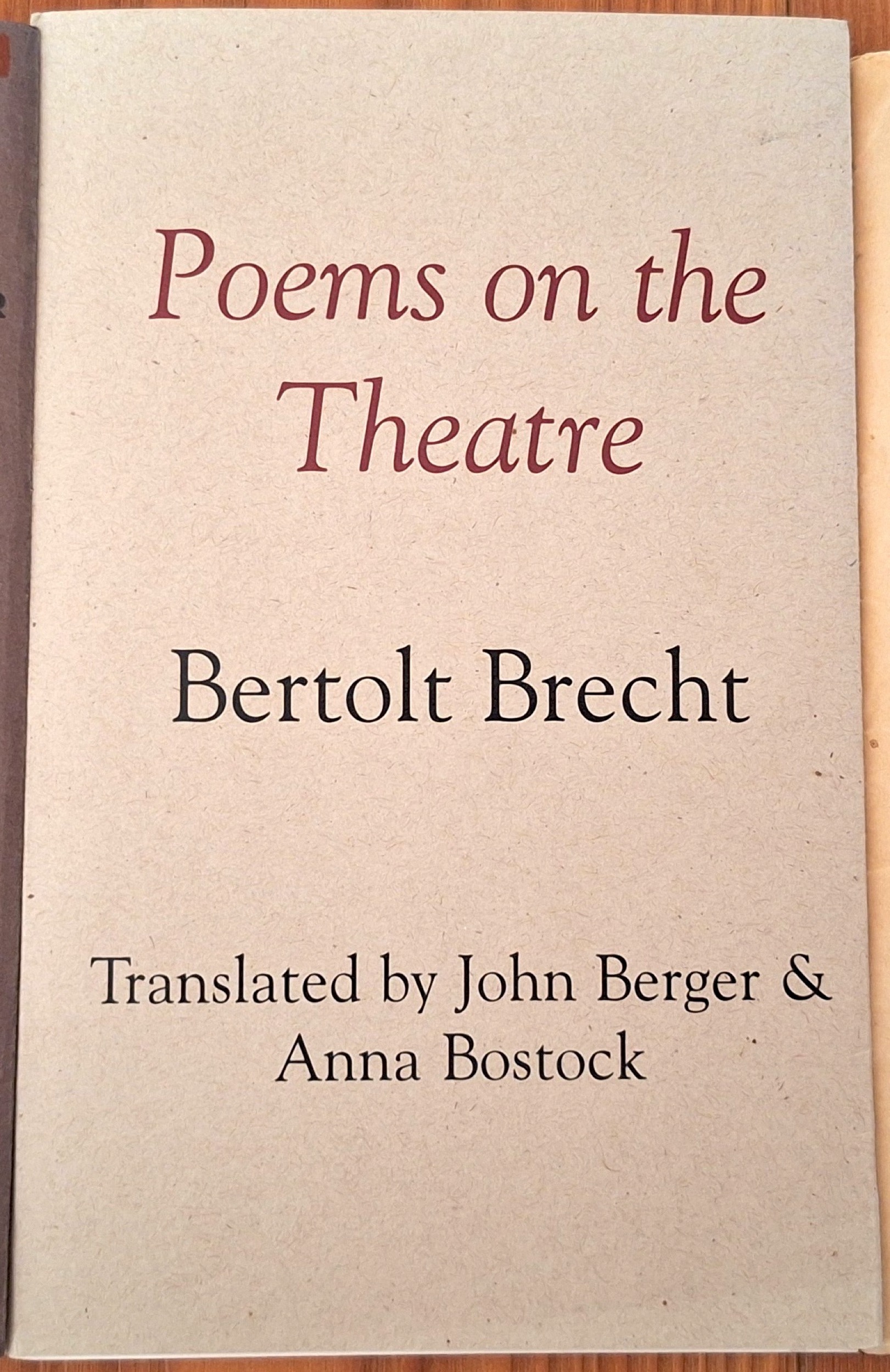 John Berger Translation 1961 BRECHT Poems on the Theatre - 1st edition