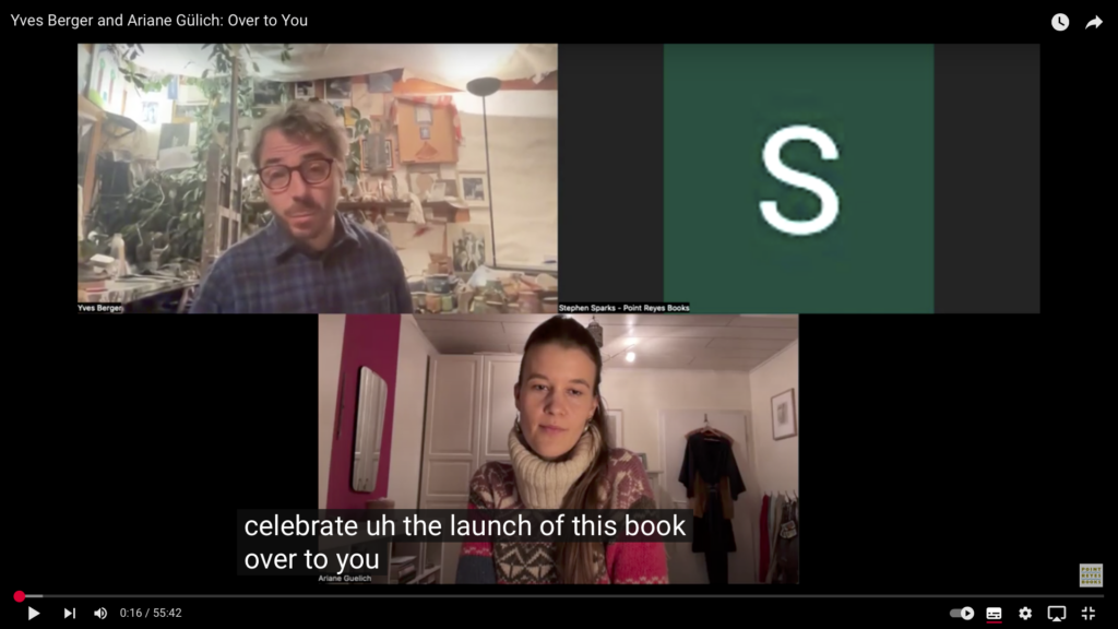 2024 November 15 Over To You reading Yves Berger Ariane Gulich 1 © Point Reyes Books